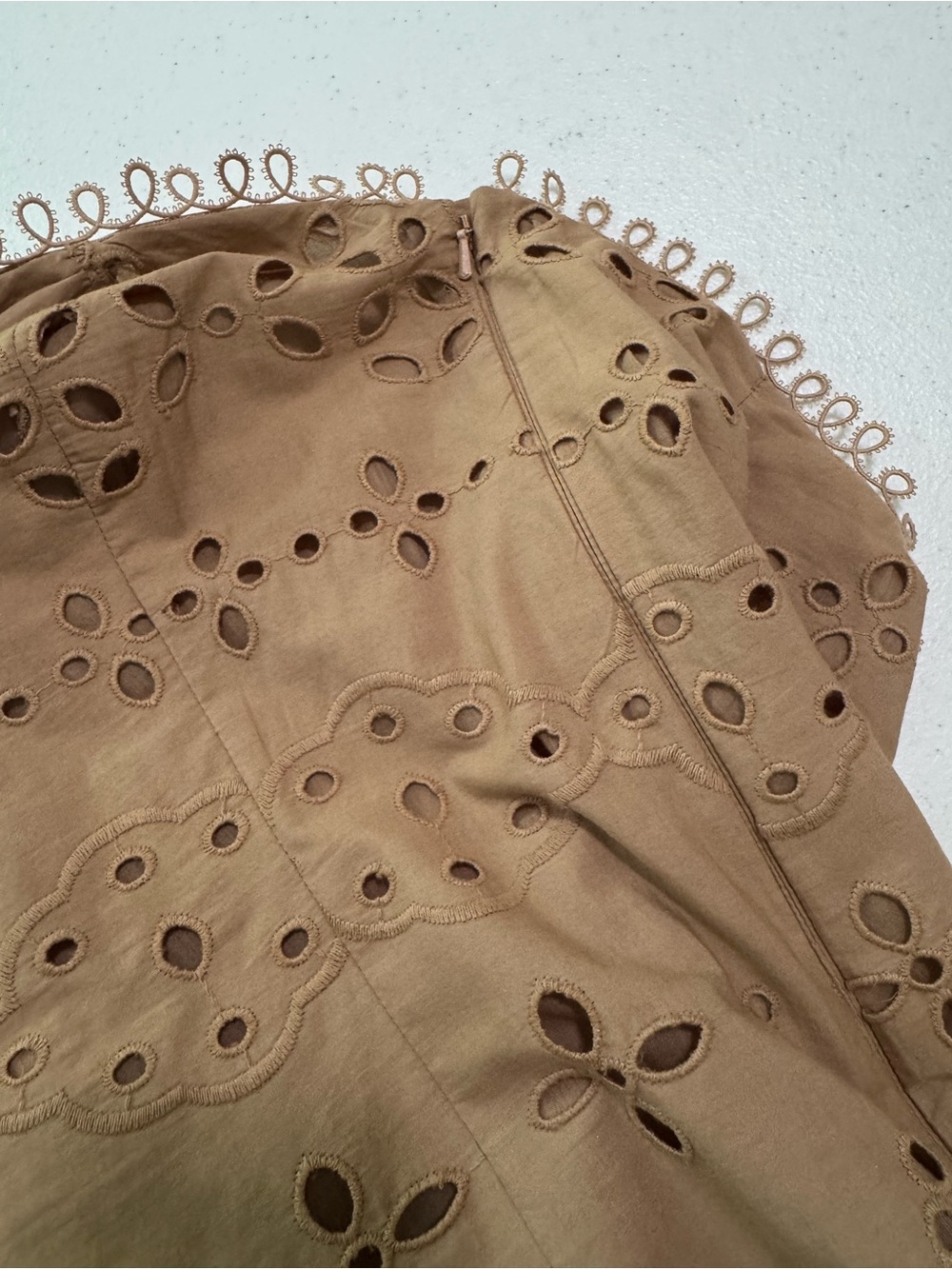 Hemant and Nandita Pahi Schiffli Halter Dress Brown Small - Picture 7 of 16